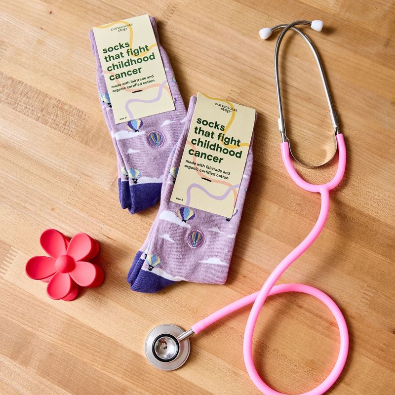 Socks that Fight Childhood Cancer Purple Hot Air Balloons