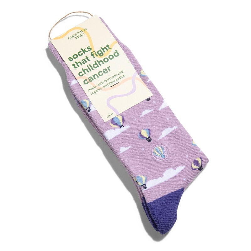 Socks that Fight Childhood Cancer Purple Hot Air Balloons