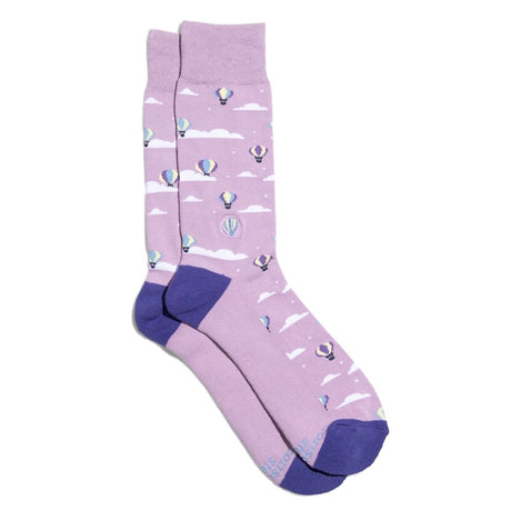 Socks that Fight Childhood Cancer Purple Hot Air Balloons