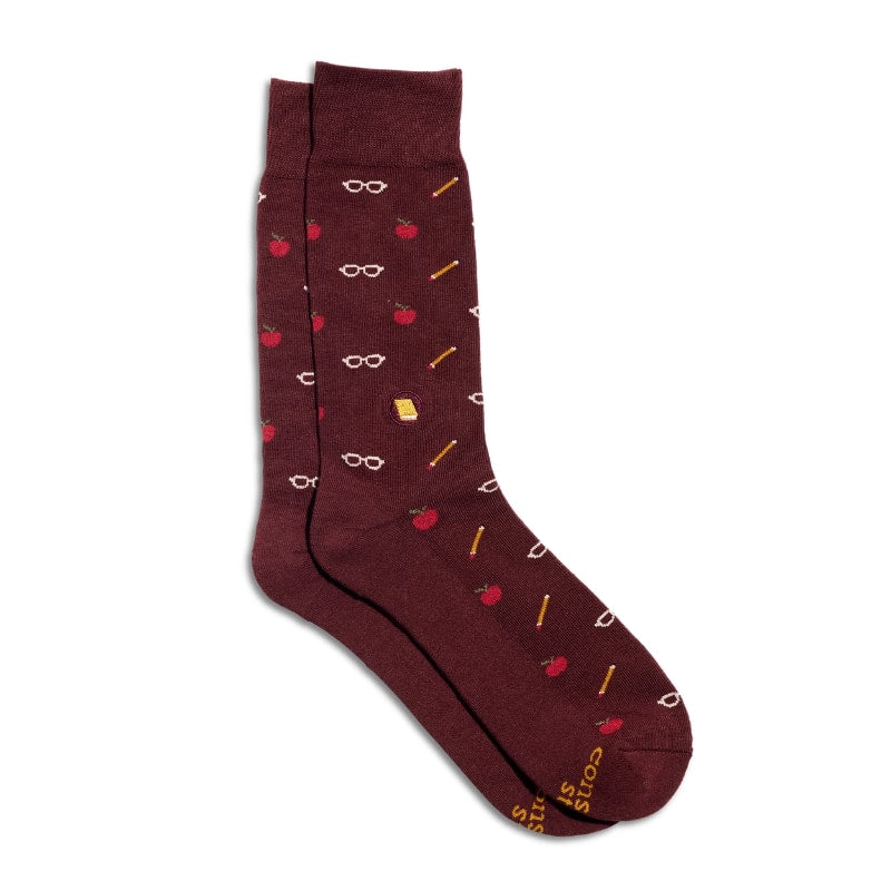 Socks that Give Books Red Apples, Pencils & Glasses