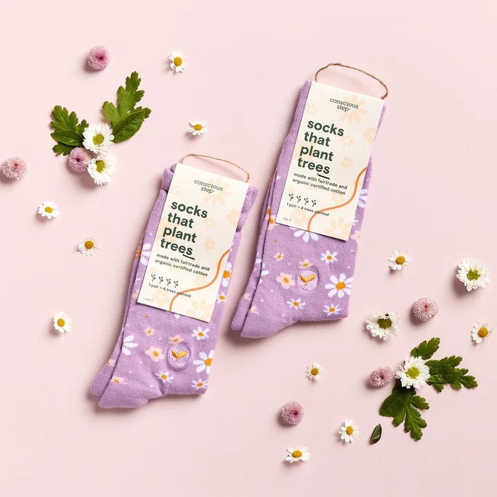 Socks That Plant Trees Lavender Daisies