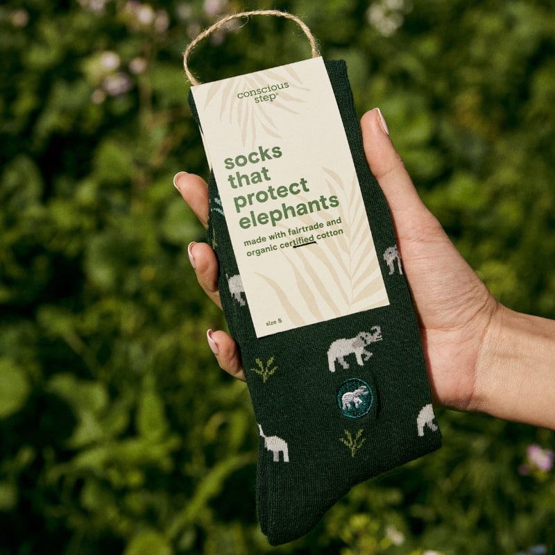 Socks that Protect Elephants Green