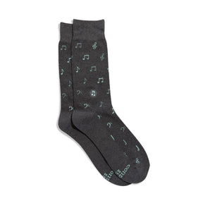 Socks that Support Music Grey Music Notes