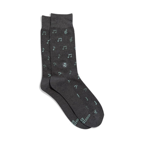Socks that Support Music Grey Music Notes