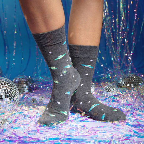 Socks that Support Space Exploration Galactic Gray