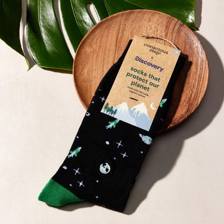 Discovery Socks that Protect Our Planet Black Galaxy