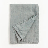 Stone washed linen tea towel slate blue
