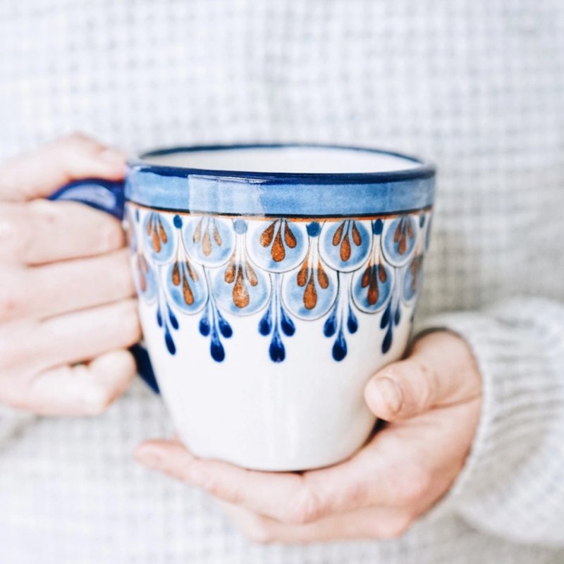 Stoneware Coffee Mug Dark Navy/Grey