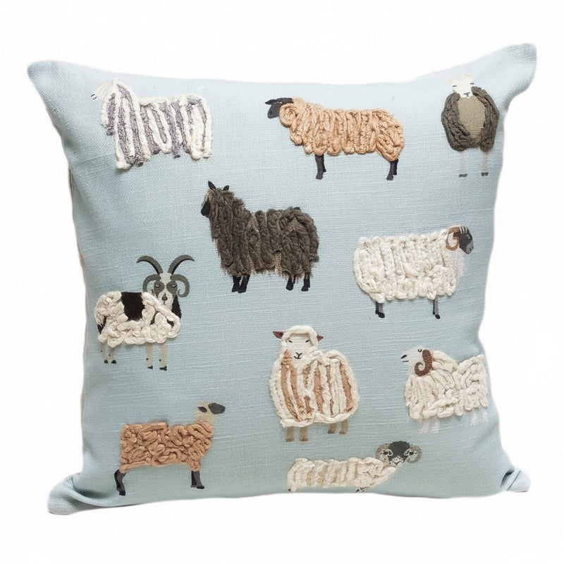 Stringy Sheep Embroidered Pillow