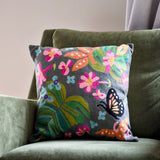 Tahiti 18” Chainstitch Pillow Charcoal