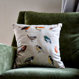 Ten Birds Embroidered Pillow