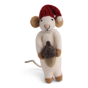 White Mouse with Acorn ornament