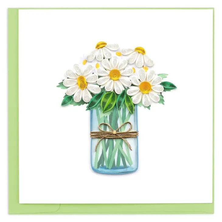 White daisies in jar quilling card