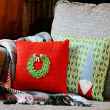 Wreath and Gnome Knit Pillow Styled