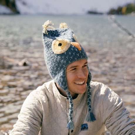 adult animal hat grey owl