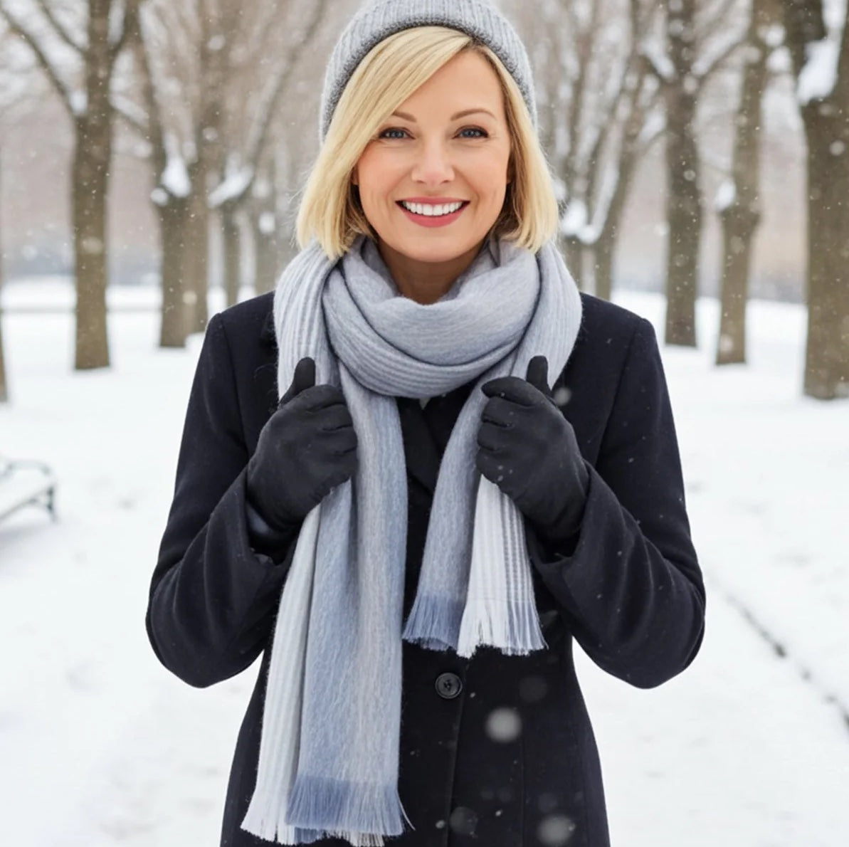 Shupaca Alpaca Scarf Polar Drift in soft, warm alpaca wool with a cozy, textured design perfect for winter wear.