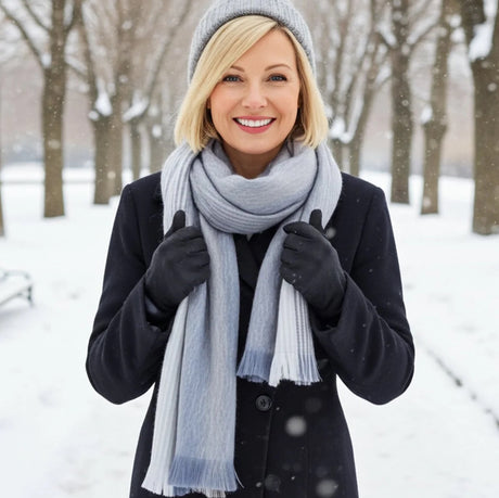 Shupaca Alpaca Scarf Polar Drift in soft, warm alpaca wool with a cozy, textured design perfect for winter wear.