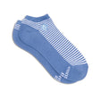 Pair of blie ankle socks by Conscious Step featuring water donation symbols, promoting clean water access with sustainable fashion.