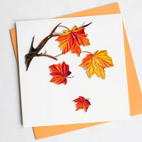 autumn leave quilling card