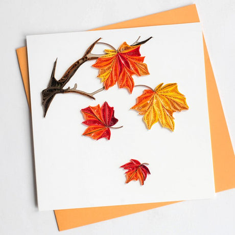 autumn leave quilling card