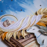 Baby Jesus in manger quilling card featuring intricate paper quilling artwork, perfect for Christmas and religious celebrations.