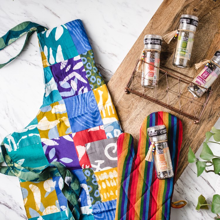 batik patchwork Apron spice set