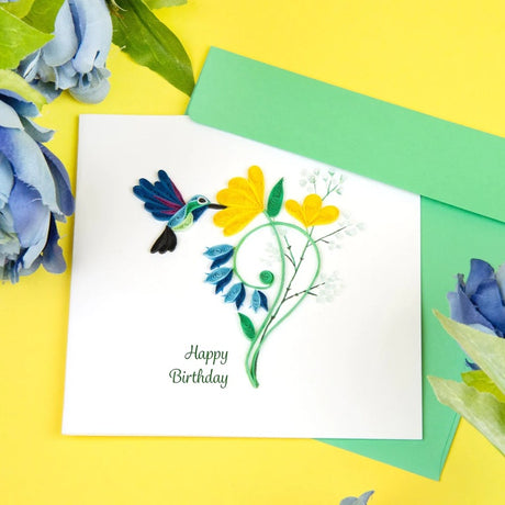 birthday hummingbird quilling card styled