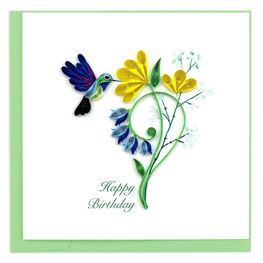 birthday hummingbird quilling card