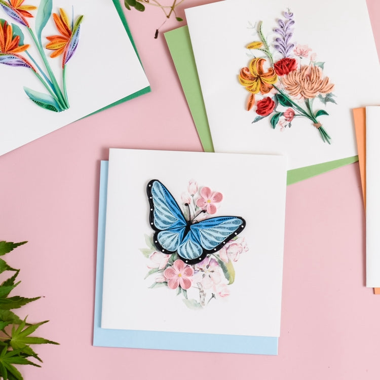blue butterflies quilling card styled