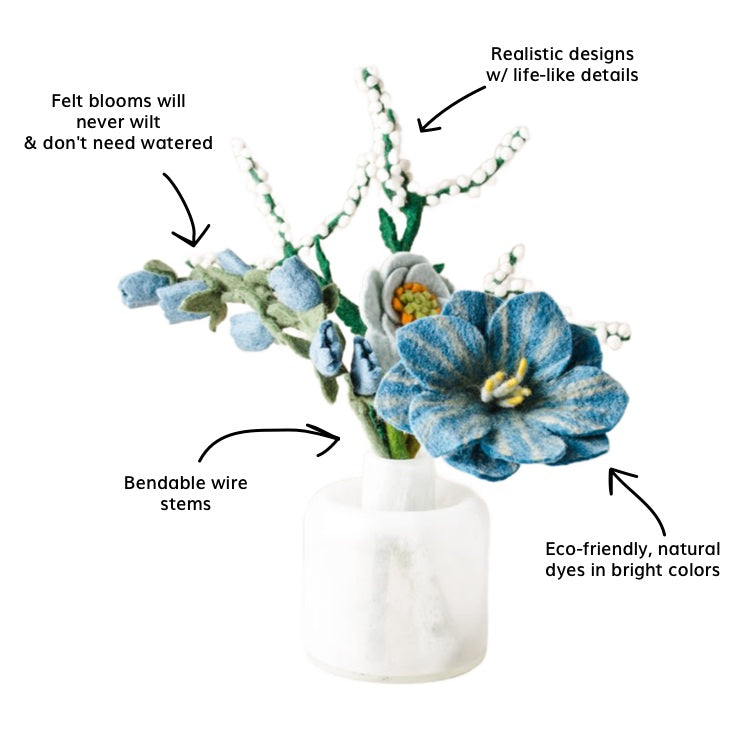 Blue Skies Felt Flower Bouquet