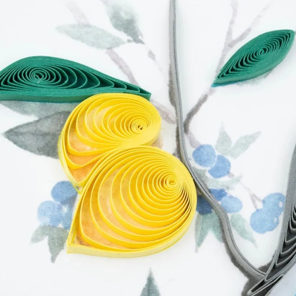 Bluebird with Lemons & Blueberries Quilling Card