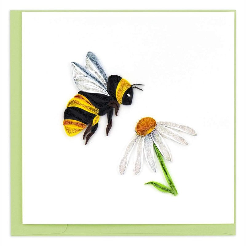 Colorful bumble bee quilling card featuring intricate paper art by Quilling Card, perfect for greeting or decorative purposes.