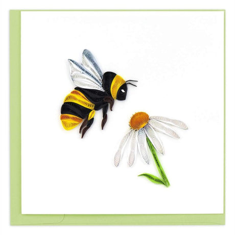 Colorful bumble bee quilling card featuring intricate paper art by Quilling Card, perfect for greeting or decorative purposes.