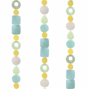 Aqua yellow Capiz shell strand by Zen-Zen, showcasing shimmering, translucent shell discs arranged in a decorative hanging strand.