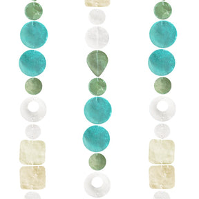 Capiz shell strand in spring meadow colors from Zen-Zen, showcasing shimmering, translucent shells arranged in a decorative strand.