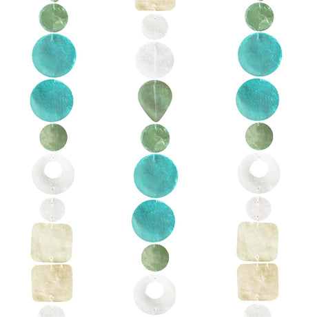 Capiz shell strand in spring meadow colors from Zen-Zen, showcasing shimmering, translucent shells arranged in a decorative strand.
