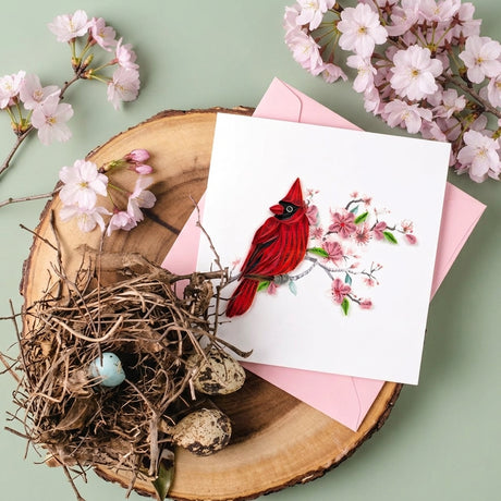 Cardinal & Cherry Blossom Quilling Card