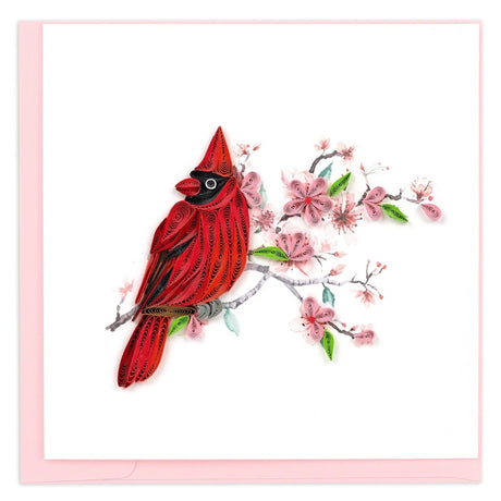 cardinal and cherry blossoms quilling card