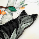 Close-up of a Quilling Card featuring a cat with orange branch design and detailed paper quilling elements.
