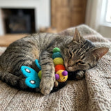 Caterpillar and Butterfly Wool Cat Toy Set of 2
