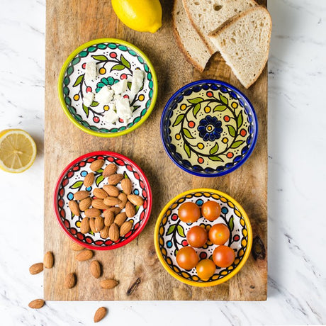 ceramic painted appetizer plates styled