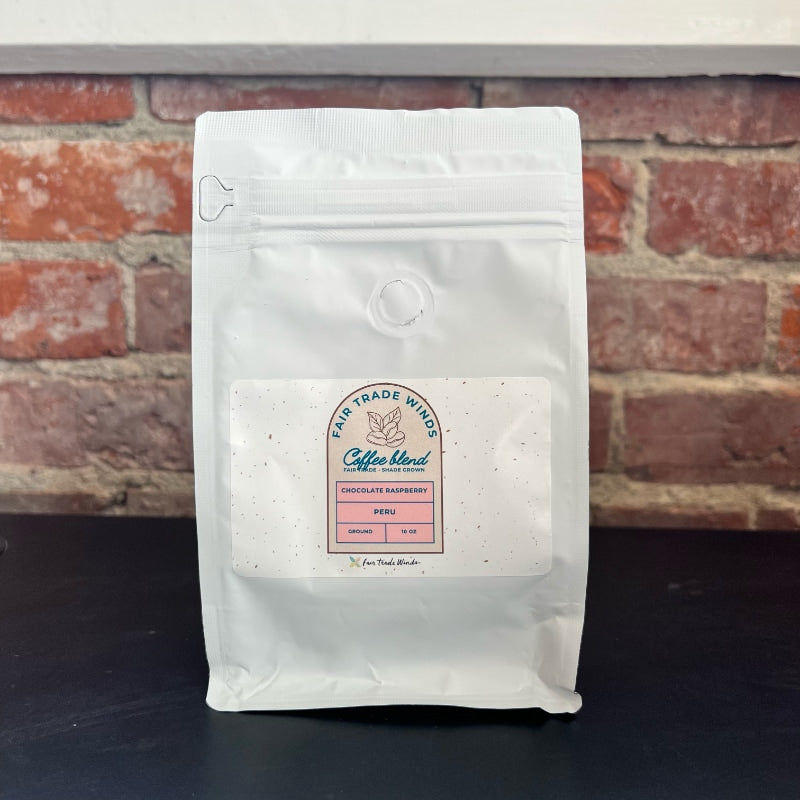 Louisiana Roasting Company Chocolate Raspberry 10 oz whole bean coffee with rich chocolate and fruity raspberry aroma.