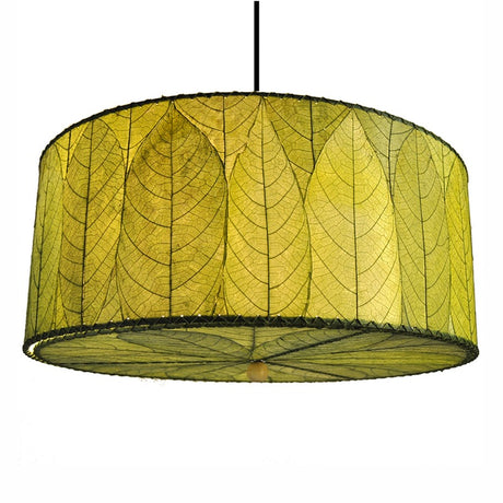 cocoa leaf drum pendant lamp green