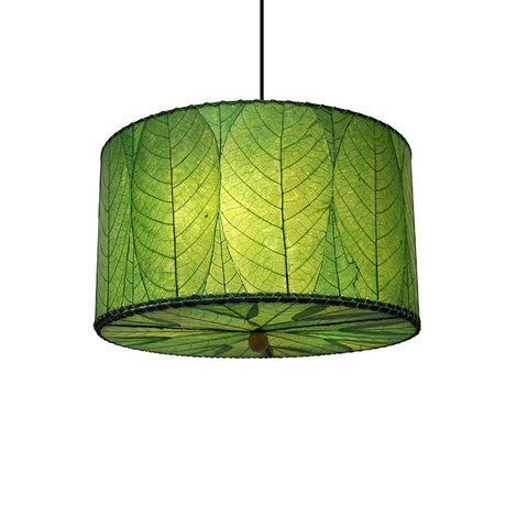 cocoa leaf drum pendant lamp small green