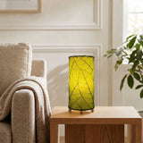 Cocoa Leaf Cylinder Table Lamp 12” - Green