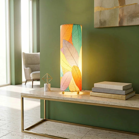 Cocoa Leaf Cylinder Leaf Lamp 24" - Multi