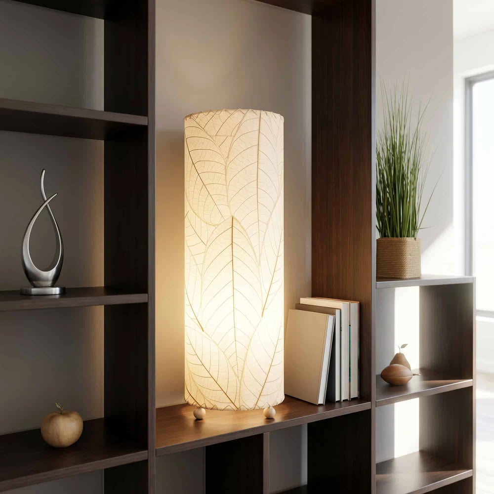 Cocoa Leaf Cylinder Leaf Lamp 24" - Natural - est. ship 5/2026