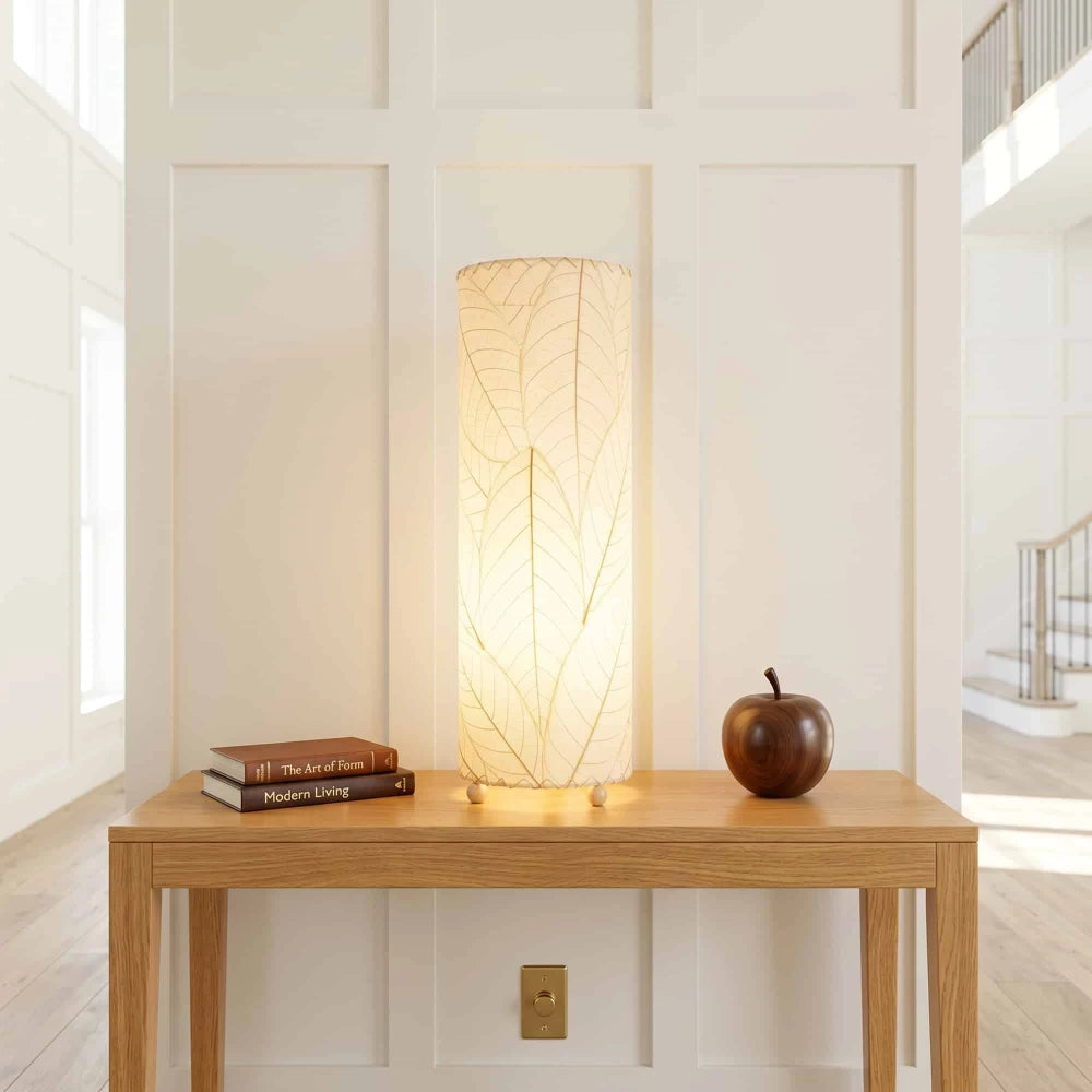 Cocoa Leaf Cylinder Leaf Lamp 24" - Natural - est. ship 5/2026