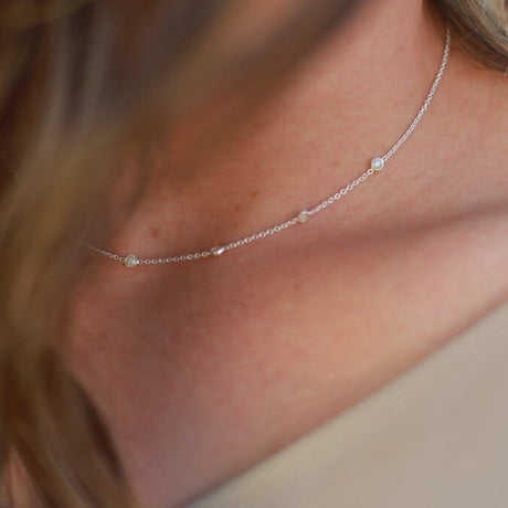 delicate pearl sterling necklace model