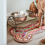 Chindi Rug Dog Bone pet mat from Matr Boomie with colorful woven fabric and soft cushioning for pets.
